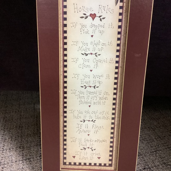 House Rules Birdhouse Design Country Primitive Framed Artwork - Picture 6 of 9